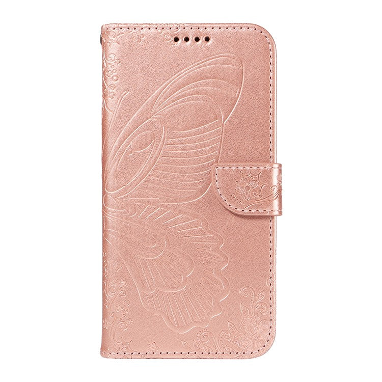 For Xiaomi Redmi 14C 4G Case Butterfly Pattern Leather Wallet Flip Phone Cover - Rose Gold