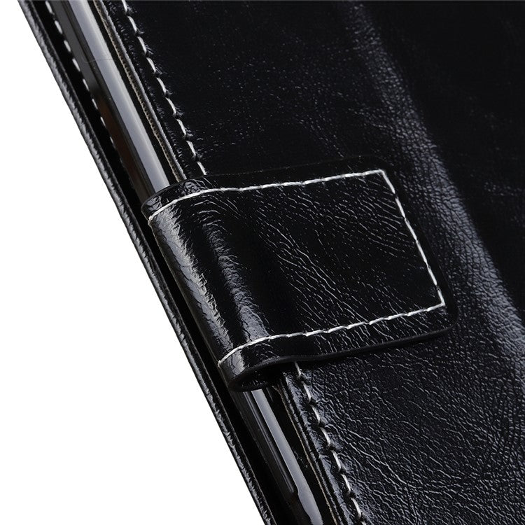 For Xiaomi Redmi 14C 4G Case Crazy Horse Texture Leather Phone Wallet Cover - Black