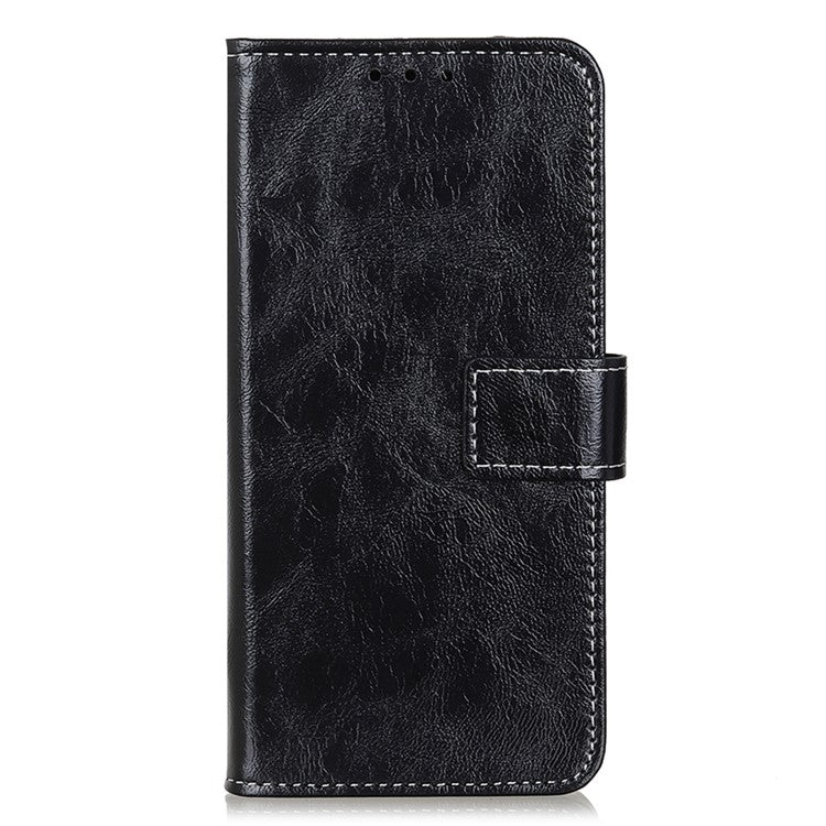 For Xiaomi Redmi 14C 4G Case Crazy Horse Texture Leather Phone Wallet Cover - Black