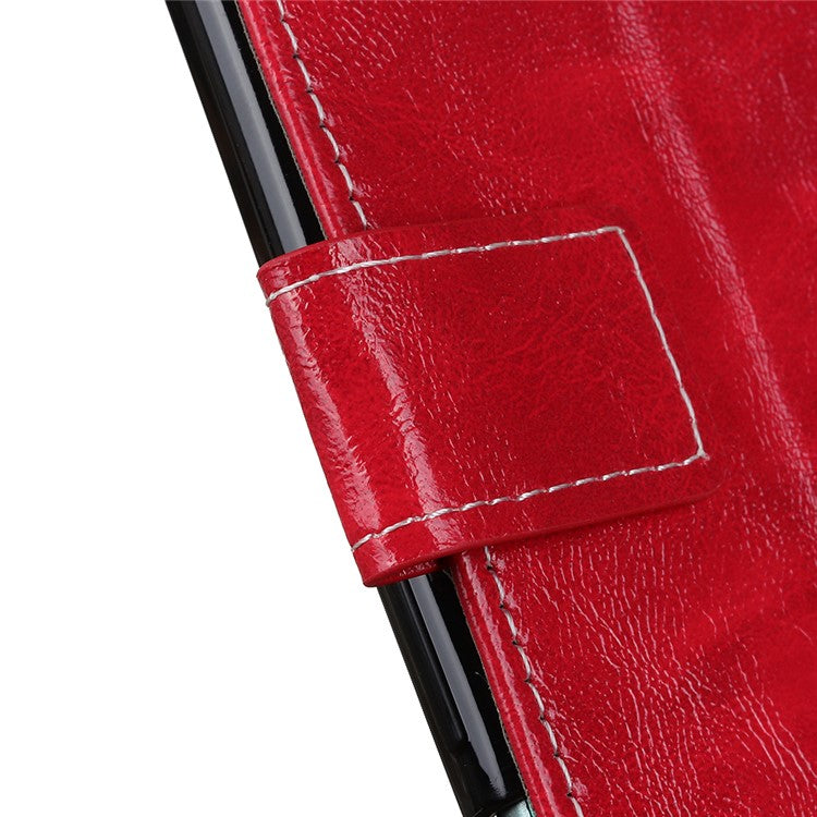 For Xiaomi Redmi 14C 4G Case Crazy Horse Texture Leather Phone Wallet Cover - Red