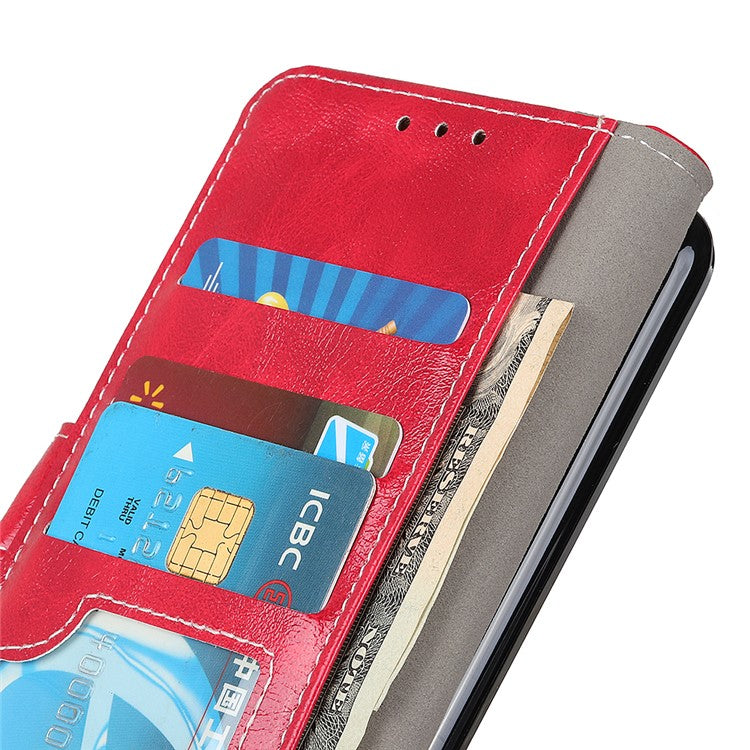 For Xiaomi Redmi 14C 4G Case Crazy Horse Texture Leather Phone Wallet Cover - Red