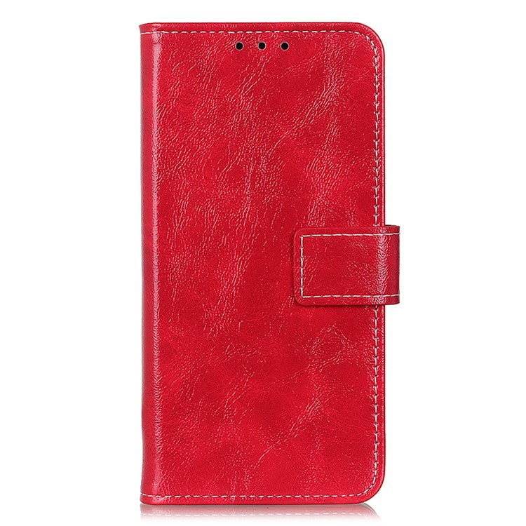 For Xiaomi Redmi 14C 4G Case Crazy Horse Texture Leather Phone Wallet Cover - Red