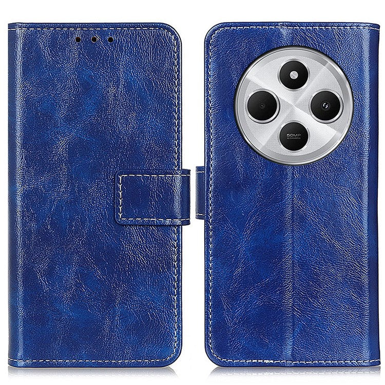 For Xiaomi Redmi 14C 4G Case Crazy Horse Texture Leather Phone Wallet Cover - Blue