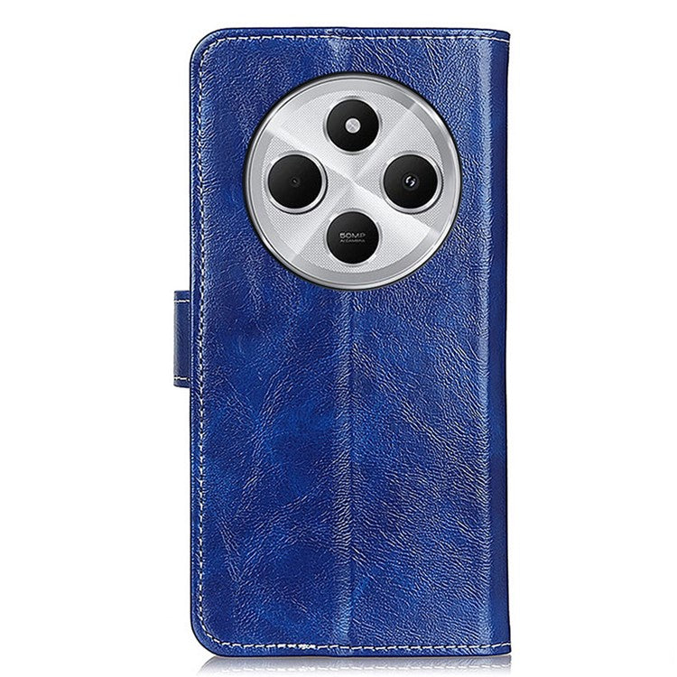 For Xiaomi Redmi 14C 4G Case Crazy Horse Texture Leather Phone Wallet Cover - Blue