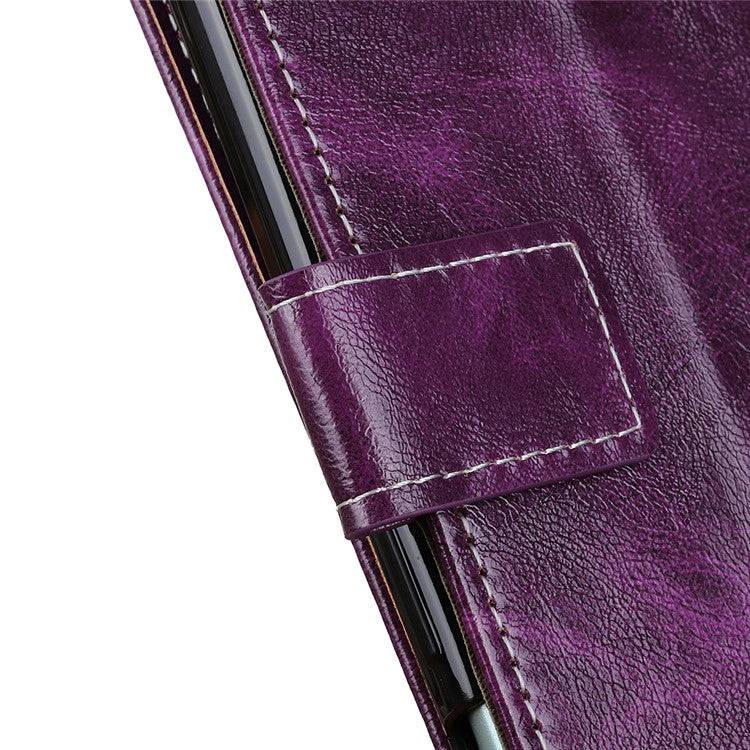 For Xiaomi Redmi 14C 4G Case Crazy Horse Texture Leather Phone Wallet Cover - Purple