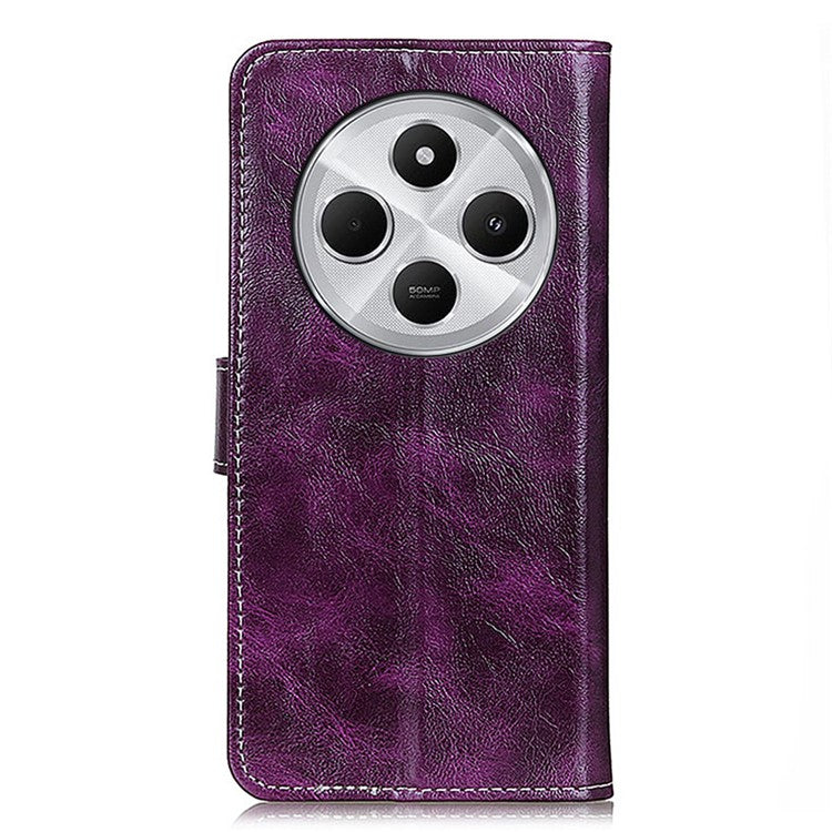 For Xiaomi Redmi 14C 4G Case Crazy Horse Texture Leather Phone Wallet Cover - Purple