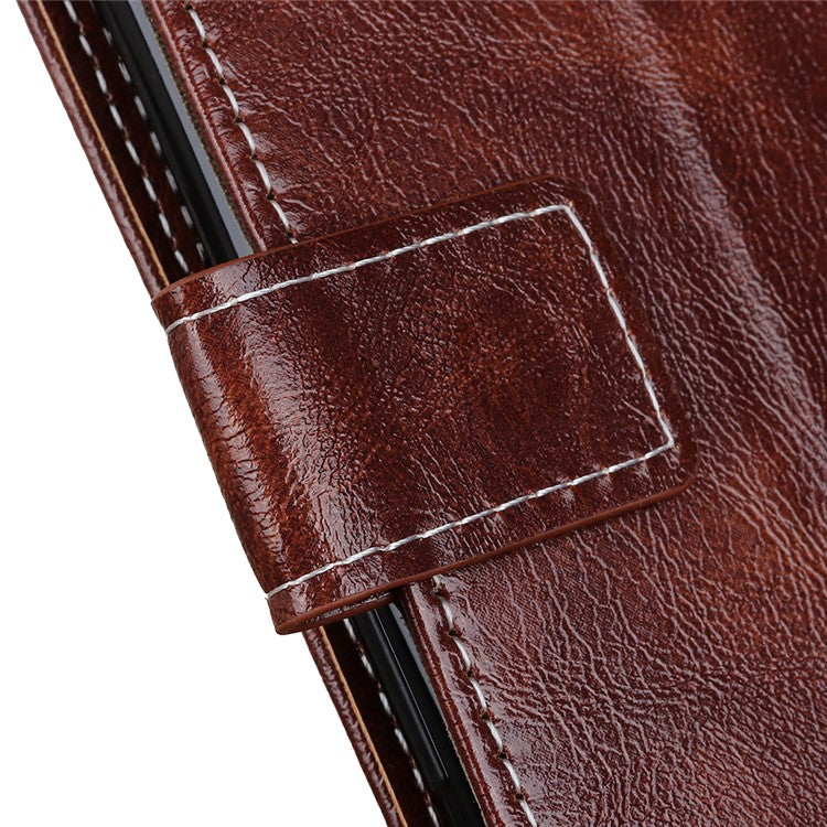 For Xiaomi Redmi 14C 4G Case Crazy Horse Texture Leather Phone Wallet Cover - Brown