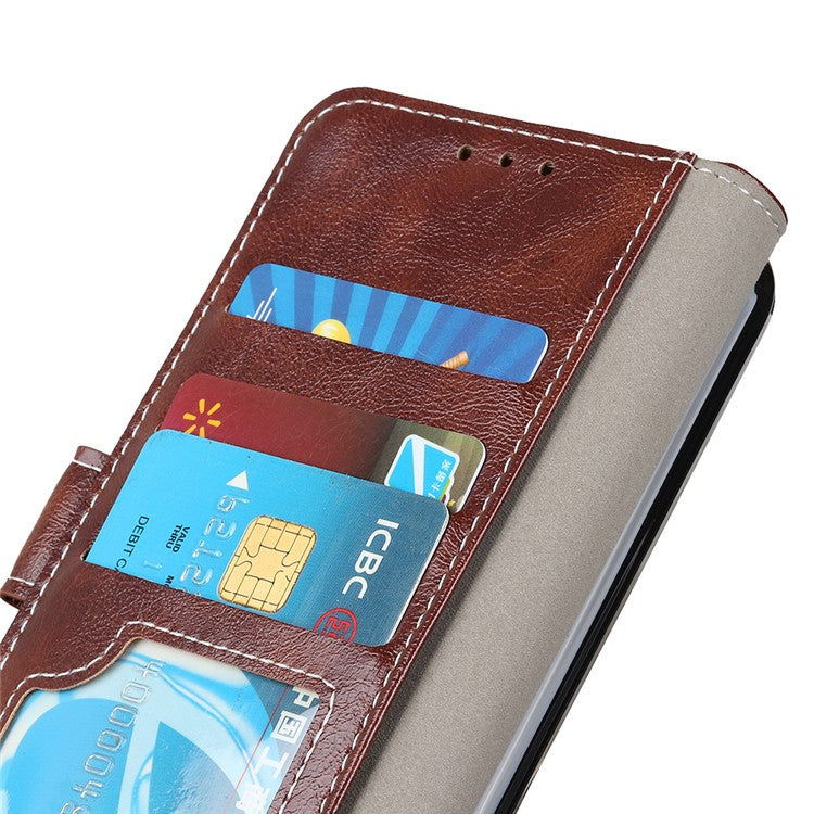 For Xiaomi Redmi 14C 4G Case Crazy Horse Texture Leather Phone Wallet Cover - Brown