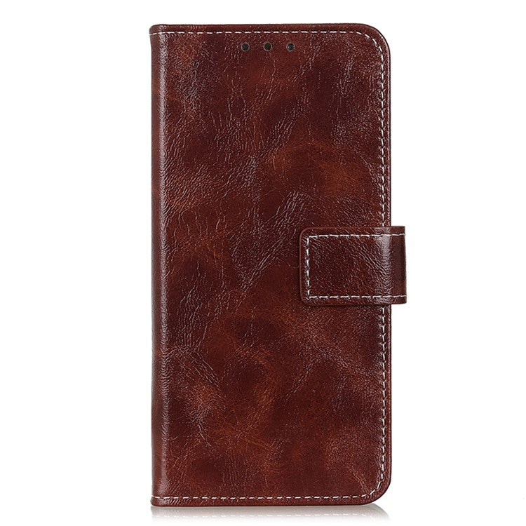 For Xiaomi Redmi 14C 4G Case Crazy Horse Texture Leather Phone Wallet Cover - Brown