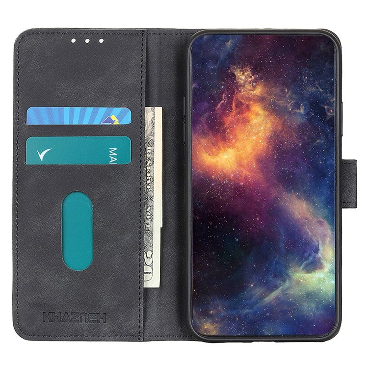 KHAZNEH For Xiaomi Poco C75 4G / Redmi 14R 5G / 14C 4G Case Retro PU Leather Wallet Stand Phone Cover - Black