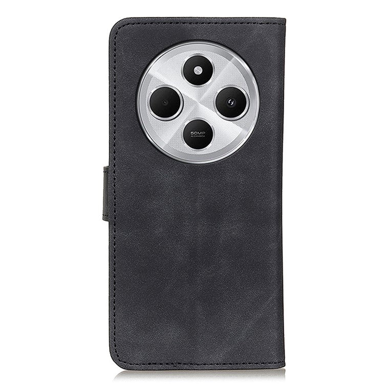 KHAZNEH For Xiaomi Poco C75 4G / Redmi 14R 5G / 14C 4G Case Retro PU Leather Wallet Stand Phone Cover - Black