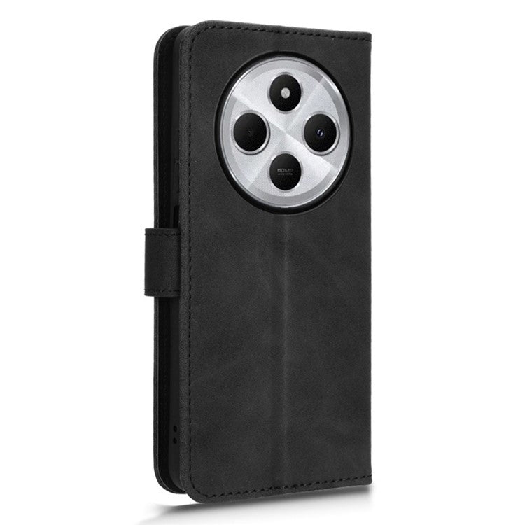 For Xiaomi Poco C75 4G / Redmi 14R 5G / 14C 4G Leather Case Skin-Feel Anti-Drop Wallet Flip Phone Cover - Black