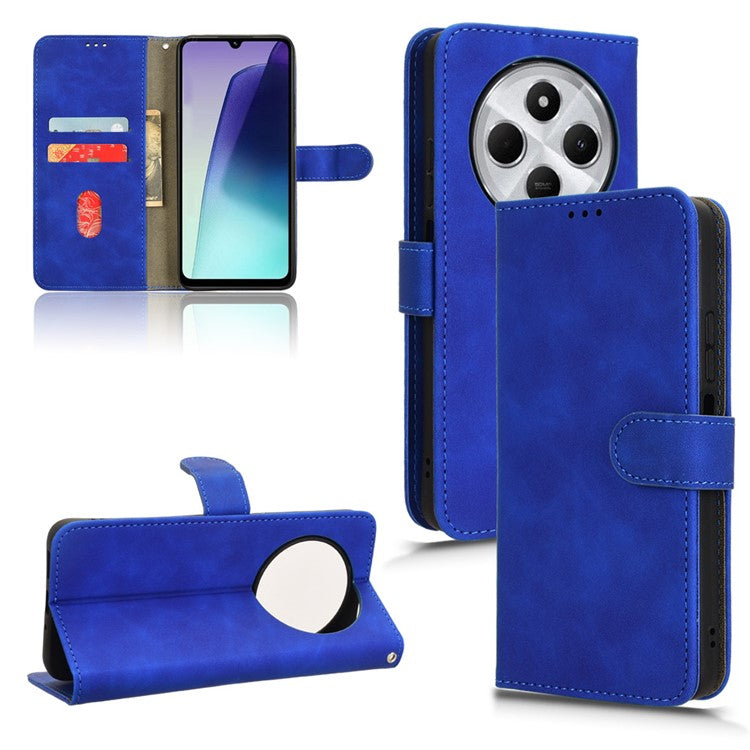 For Xiaomi Poco C75 4G / Redmi 14R 5G / 14C 4G Leather Case Skin-Feel Anti-Drop Wallet Flip Phone Cover - Blue