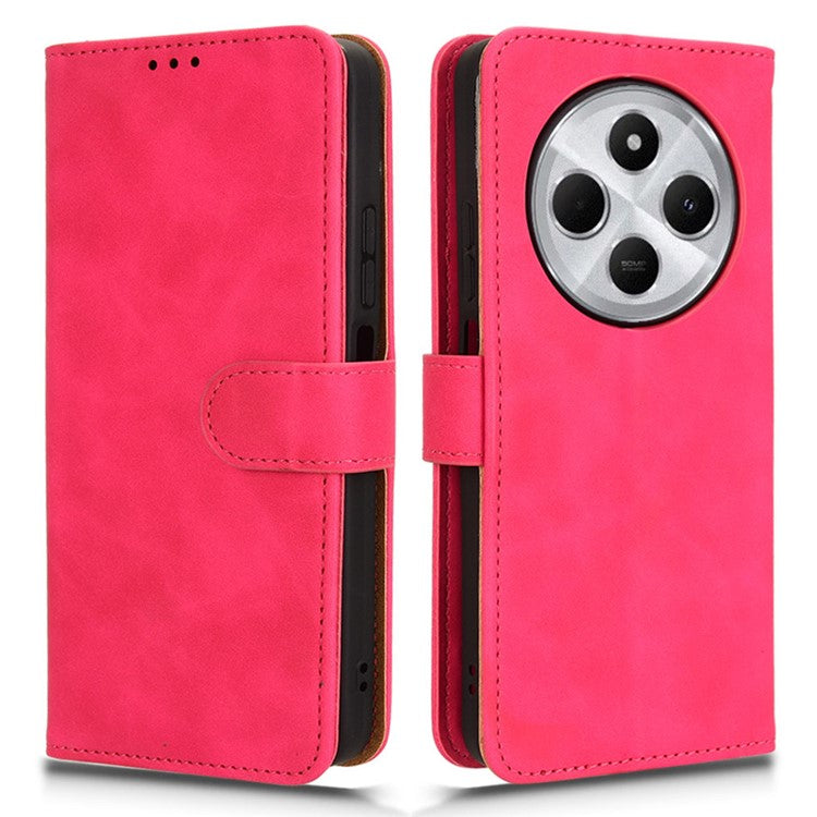 For Xiaomi Poco C75 4G / Redmi 14R 5G / 14C 4G Leather Case Skin-Feel Anti-Drop Wallet Flip Phone Cover - Rose