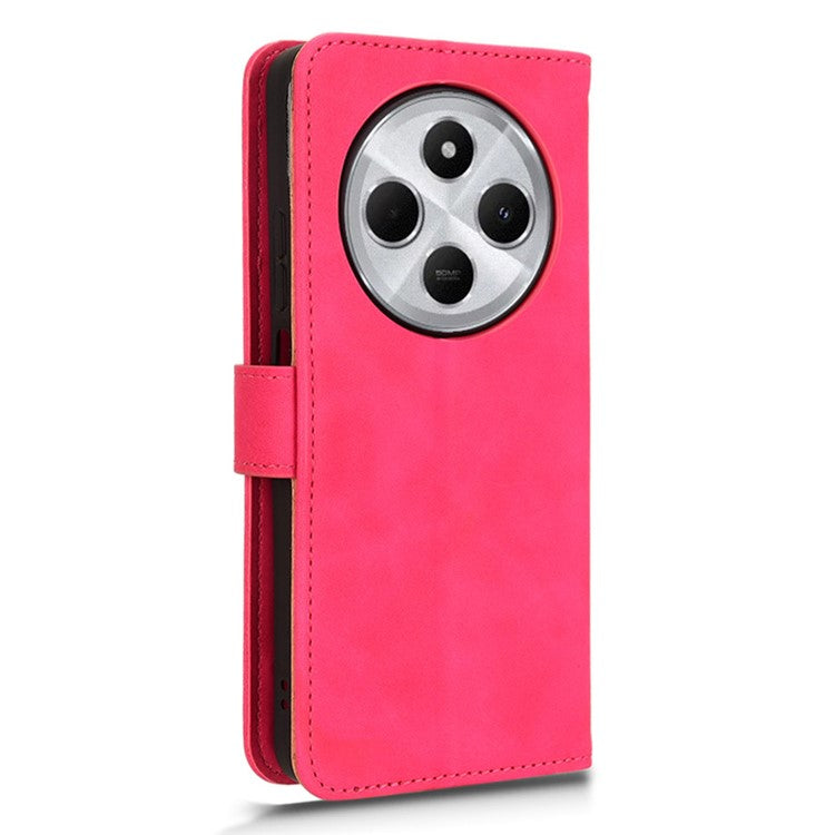 For Xiaomi Poco C75 4G / Redmi 14R 5G / 14C 4G Leather Case Skin-Feel Anti-Drop Wallet Flip Phone Cover - Rose