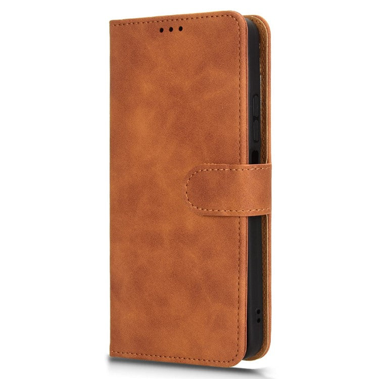 For Xiaomi Poco C75 4G / Redmi 14R 5G / 14C 4G Leather Case Skin-Feel Anti-Drop Wallet Flip Phone Cover - Brown