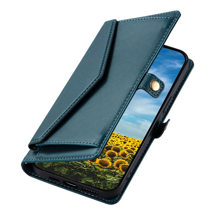 For Xiaomi Poco C75 4G / Redmi 14R 5G / 14C 4G Leather Case with Wrist Strap Wallet Stand Phone Cover - Blackish Green