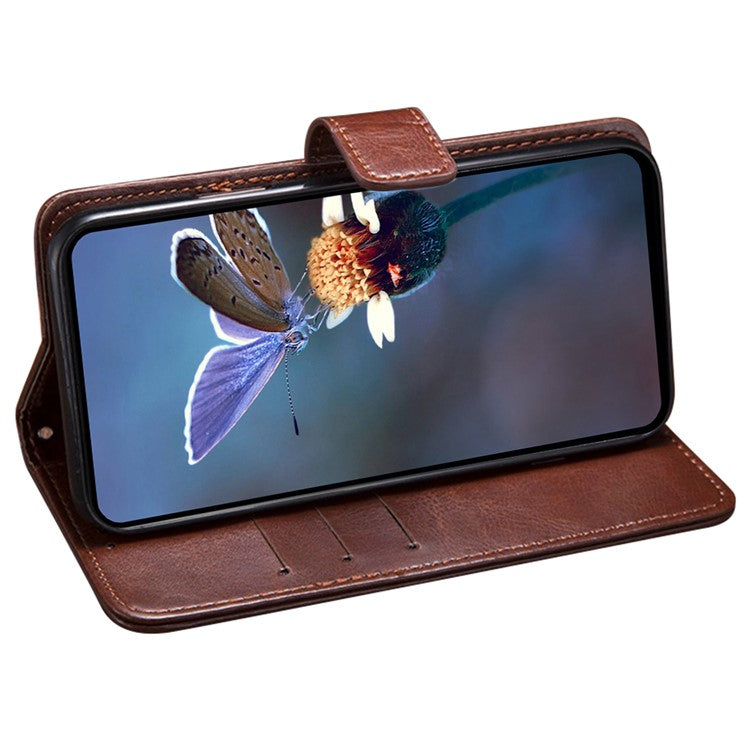 IDEWEI For Xiaomi Poco C75 4G / Redmi 14R 5G / 14C 4G Stand Case Crazy Horse Texture Leather Phone Cover - Brown