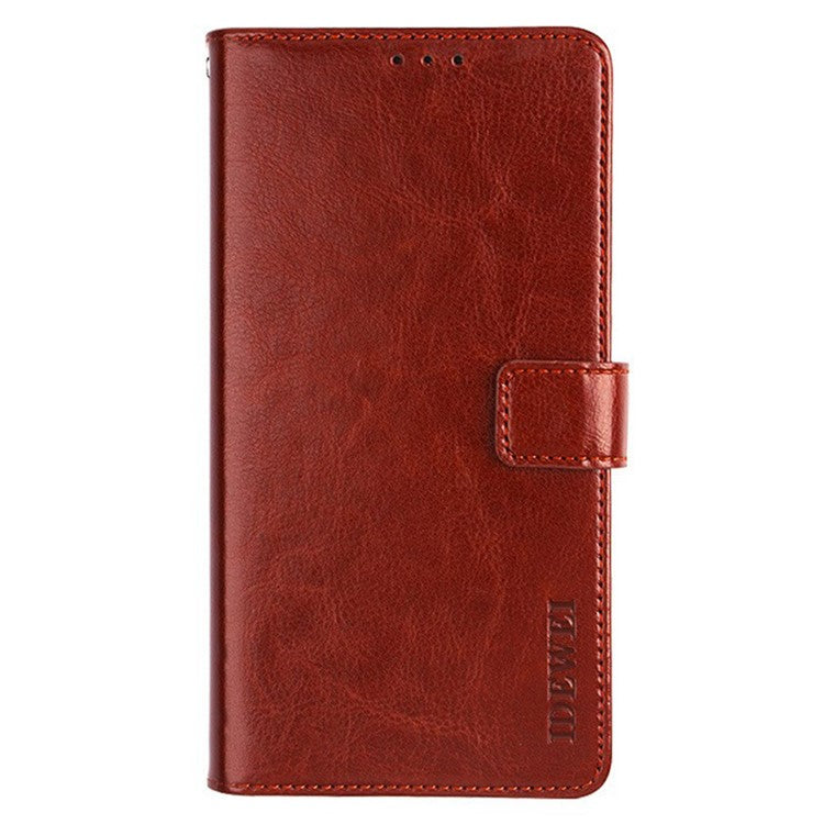 IDEWEI For Xiaomi Poco C75 4G / Redmi 14R 5G / 14C 4G Stand Case Crazy Horse Texture Leather Phone Cover - Brown