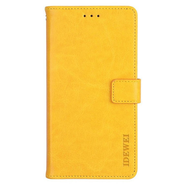 IDEWEI For Xiaomi Poco C75 4G / Redmi 14R 5G / 14C 4G Stand Case Crazy Horse Texture Leather Phone Cover - Yellow