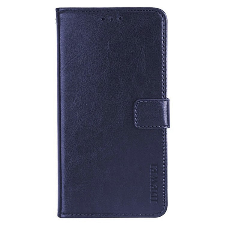 IDEWEI For Xiaomi Poco C75 4G / Redmi 14R 5G / 14C 4G Stand Case Crazy Horse Texture Leather Phone Cover - Dark Blue