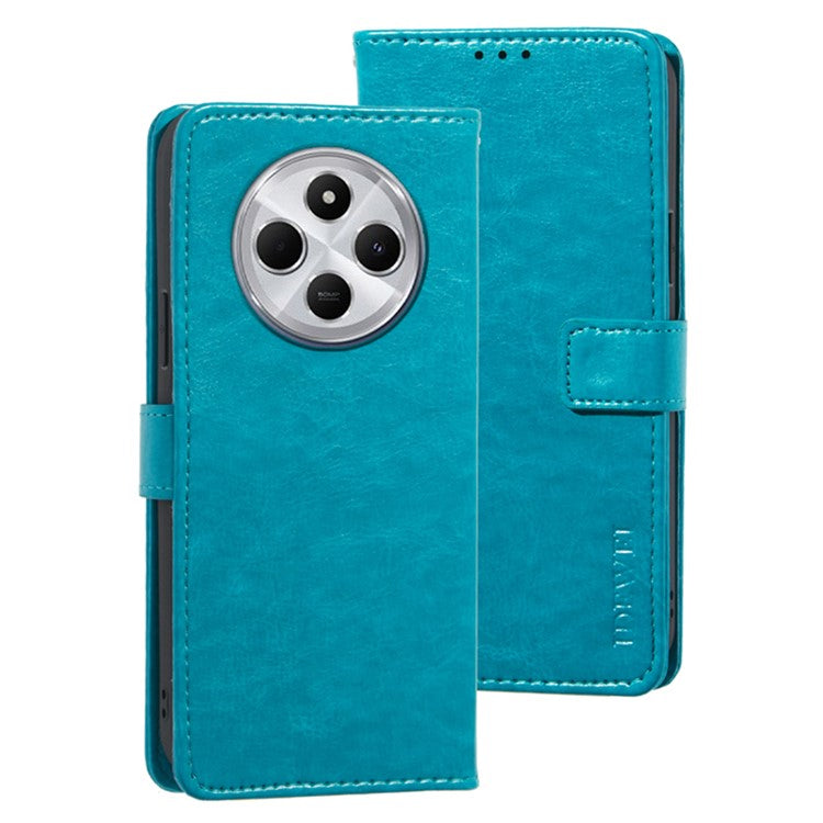 IDEWEI For Xiaomi Poco C75 4G / Redmi 14R 5G / 14C 4G Stand Case Crazy Horse Texture Leather Phone Cover - Sky Blue