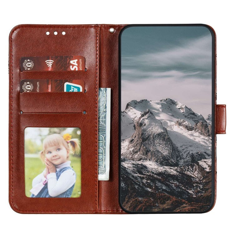 For Google Pixel 9 Pro / Pixel 9 Case PU Leather Mandala Imprinted Design Wallet Phone Cover - Brown