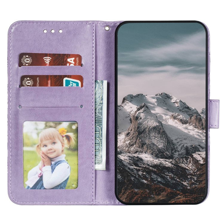 For Google Pixel 9 Pro / Pixel 9 Case PU Leather Mandala Imprinted Design Wallet Phone Cover - Purple