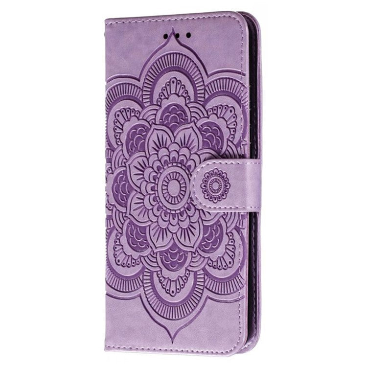 For Google Pixel 9 Pro / Pixel 9 Case PU Leather Mandala Imprinted Design Wallet Phone Cover - Purple