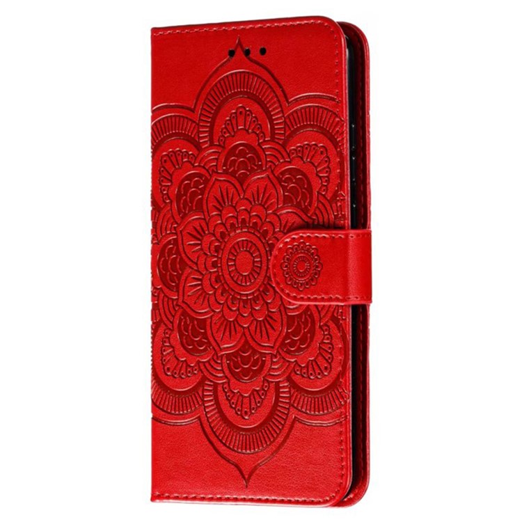 For Google Pixel 9 Pro / Pixel 9 Case PU Leather Mandala Imprinted Design Wallet Phone Cover - Red