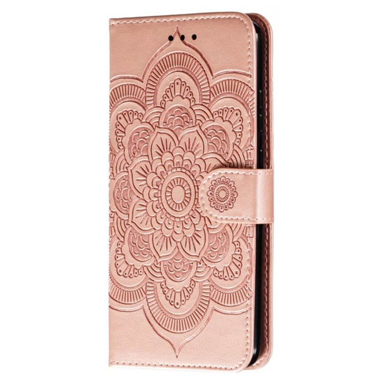 For Google Pixel 9 Pro / Pixel 9 Case PU Leather Mandala Imprinted Design Wallet Phone Cover - Rose Gold