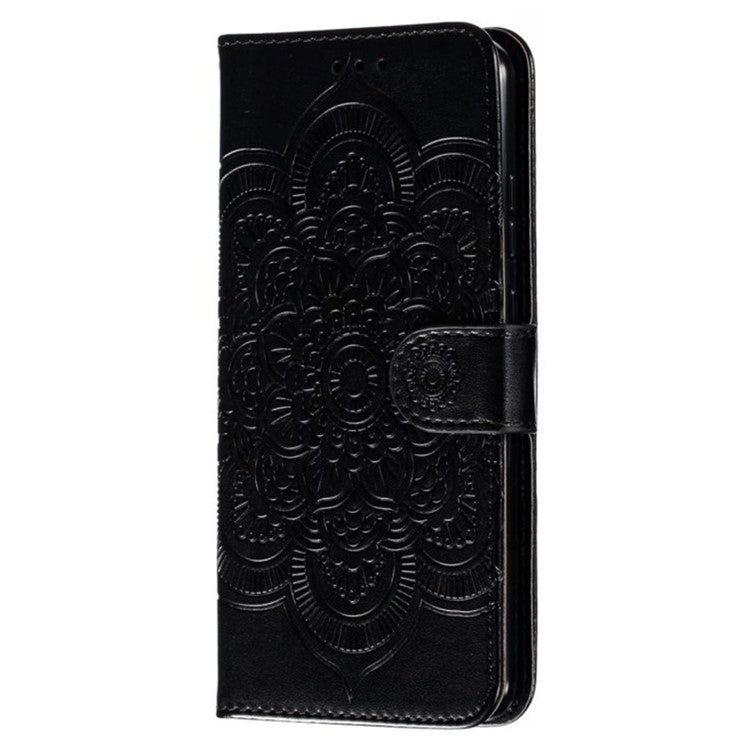 For Google Pixel 9 Pro / Pixel 9 Case PU Leather Mandala Imprinted Design Wallet Phone Cover - Black