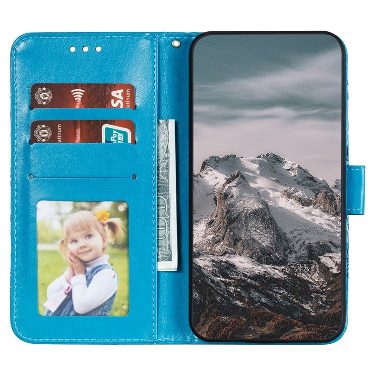 For Google Pixel 8 Pro Case PU Leather Mandala Imprinted Design Wallet Phone Cover - Blue