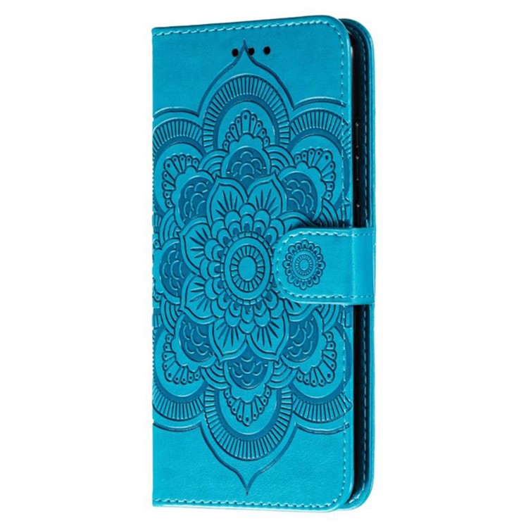 For Google Pixel 8 Pro Case PU Leather Mandala Imprinted Design Wallet Phone Cover - Blue