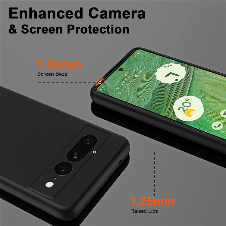 For Google Pixel 7 Pro 5G Case Anti-Scratch TPU Phone Cover 2.2mm Thickness - Black