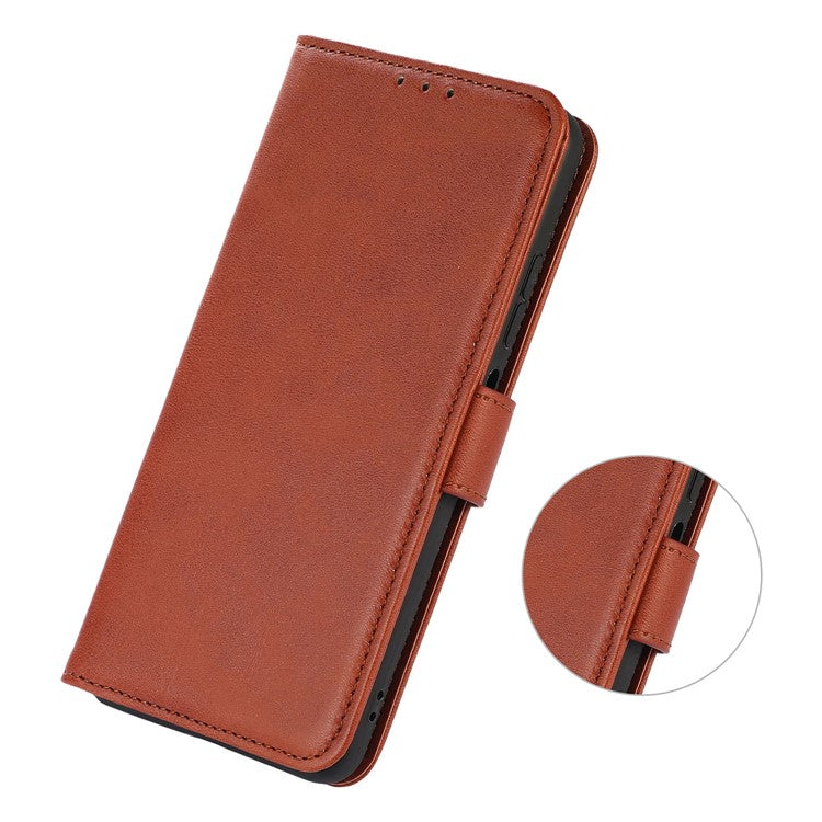 For Xiaomi Redmi 14C 4G Case Cowhide Texture Leather Wallet Phone Cover with Stand - Brown