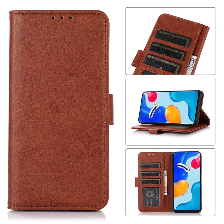 For Xiaomi Redmi 14C 4G Case Cowhide Texture Leather Wallet Phone Cover with Stand - Brown