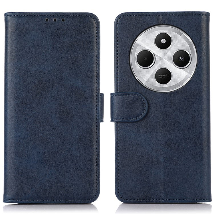 For Xiaomi Redmi 14C 4G Case Cowhide Texture Leather Wallet Phone Cover with Stand - Blue