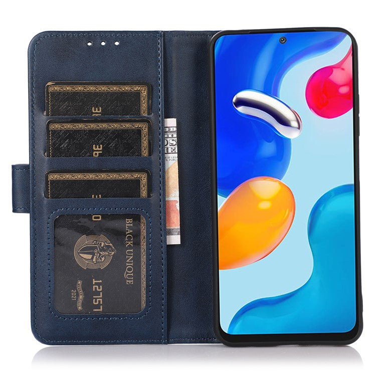 For Xiaomi Redmi 14C 4G Case Cowhide Texture Leather Wallet Phone Cover with Stand - Blue