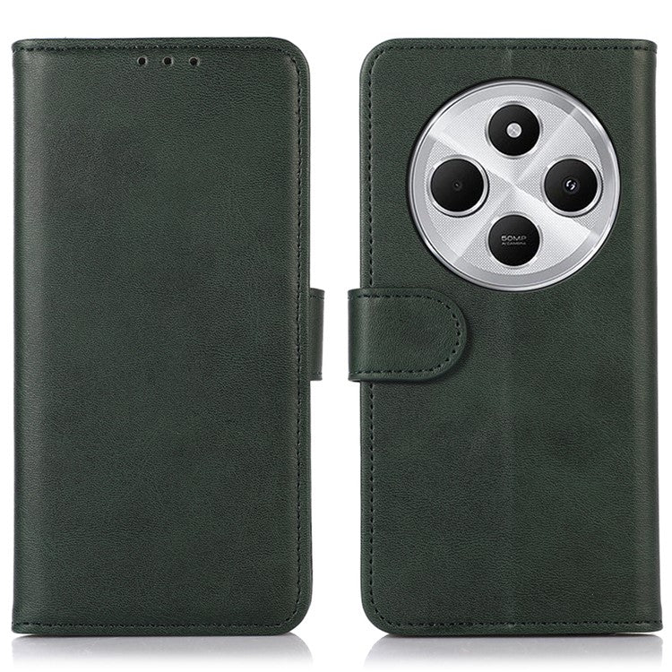 For Xiaomi Redmi 14C 4G Case Cowhide Texture Leather Wallet Phone Cover with Stand - Green