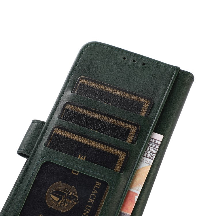 For Xiaomi Redmi 14C 4G Case Cowhide Texture Leather Wallet Phone Cover with Stand - Green