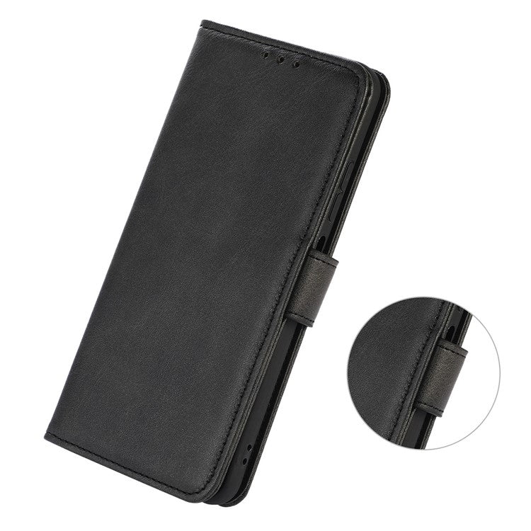 For Xiaomi Redmi 14C 4G Case Cowhide Texture Leather Wallet Phone Cover with Stand - Black