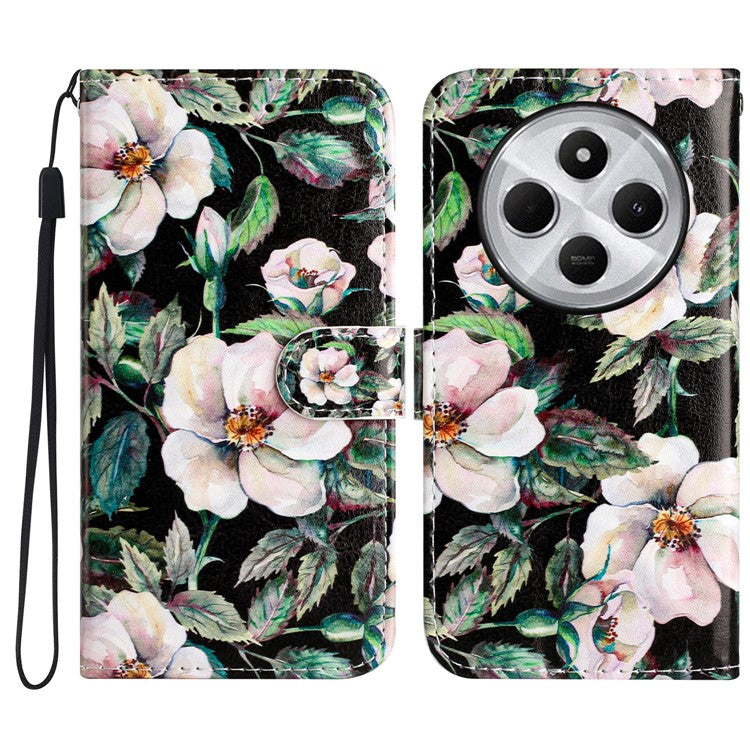 For Xiaomi Poco C75 4G / Redmi 14R 5G / 14C 4G Wallet Case Printed Pattern Design Leather Phone Cover - Magnolia