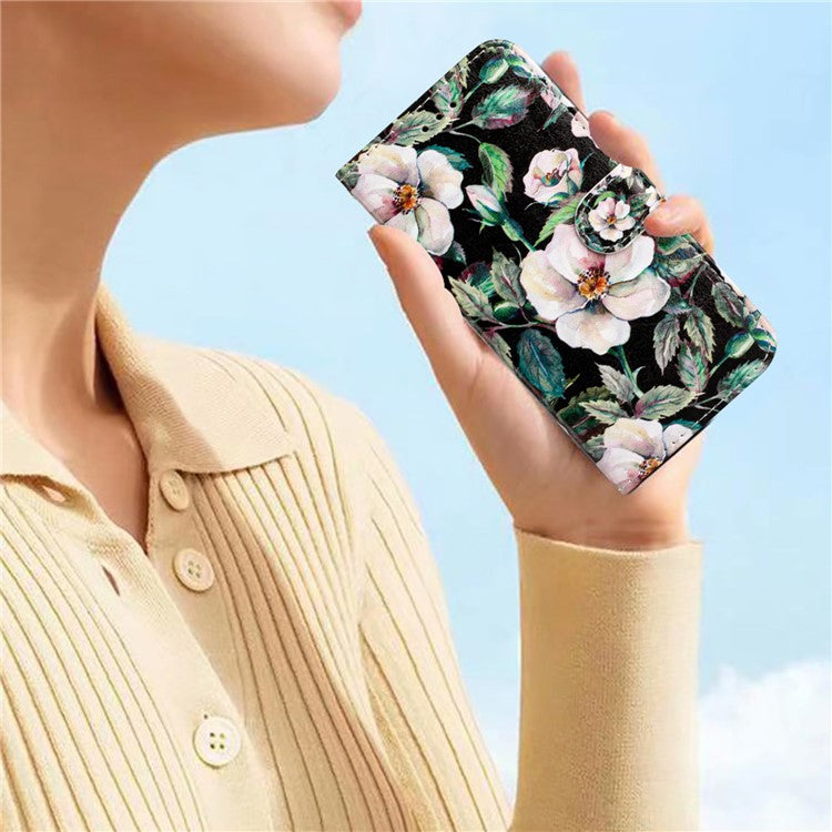 For Xiaomi Poco C75 4G / Redmi 14R 5G / 14C 4G Wallet Case Printed Pattern Design Leather Phone Cover - Magnolia