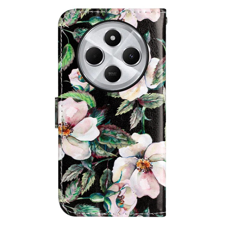 For Xiaomi Poco C75 4G / Redmi 14R 5G / 14C 4G Wallet Case Printed Pattern Design Leather Phone Cover - Magnolia