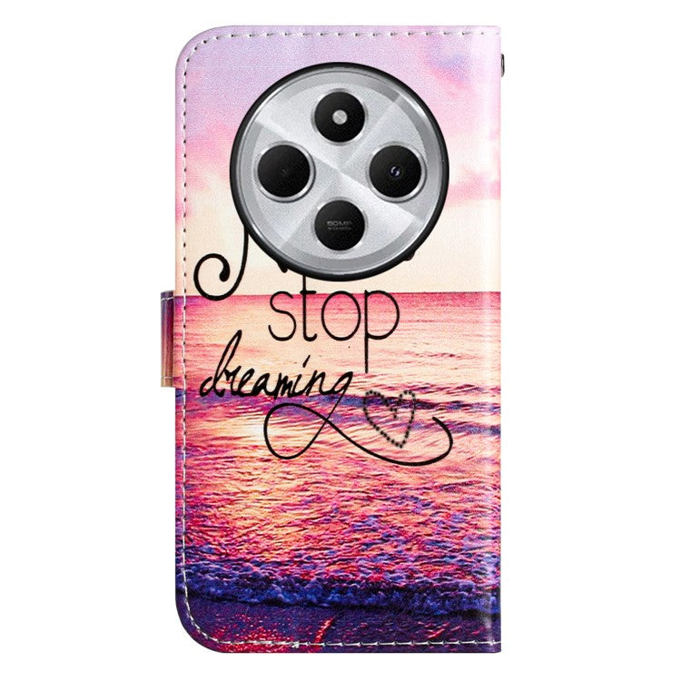 For Xiaomi Poco C75 4G / Redmi 14R 5G / 14C 4G Wallet Case Printed Pattern Design Leather Phone Cover - Never Stop Dreaming