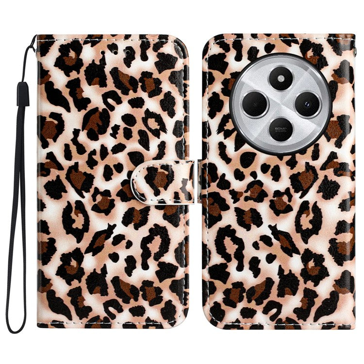 For Xiaomi Poco C75 4G / Redmi 14R 5G / 14C 4G Wallet Case Printed Pattern Design Leather Phone Cover - Leopard Print