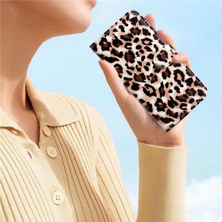 For Xiaomi Poco C75 4G / Redmi 14R 5G / 14C 4G Wallet Case Printed Pattern Design Leather Phone Cover - Leopard Print