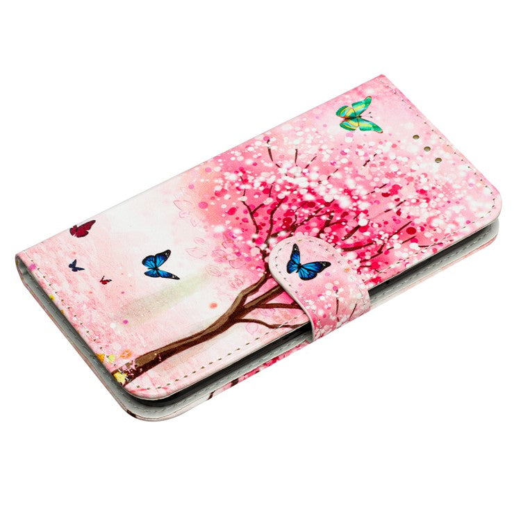 For Xiaomi Poco C75 4G / Redmi 14R 5G / 14C 4G Wallet Case Printed Pattern Design Leather Phone Cover - Cherry Blossoms Tree