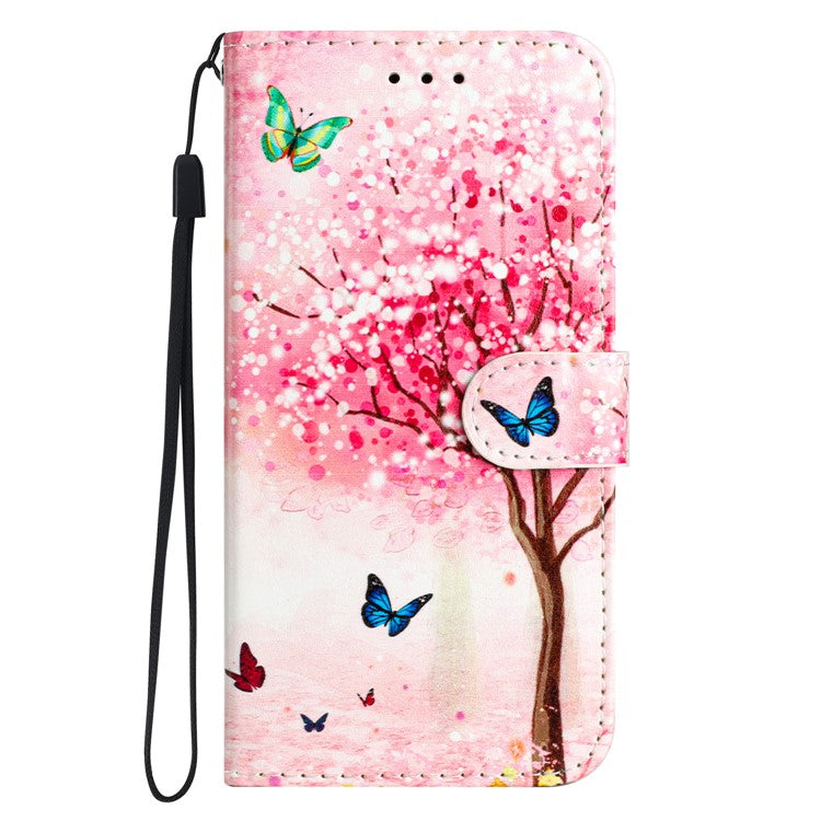 For Xiaomi Poco C75 4G / Redmi 14R 5G / 14C 4G Wallet Case Printed Pattern Design Leather Phone Cover - Cherry Blossoms Tree